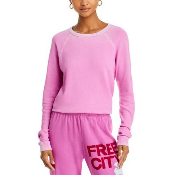 FreeCity Lucky Rabbits Pink Pullover Sweatshirt Graphic Crewneck NWT Medium - Picture 1 of 7
